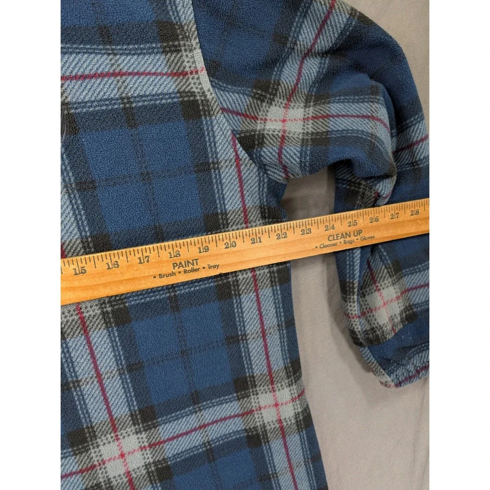 Nautica Mens Blue Plaid Fleece Quarter Zip Pullover Sweater Size M